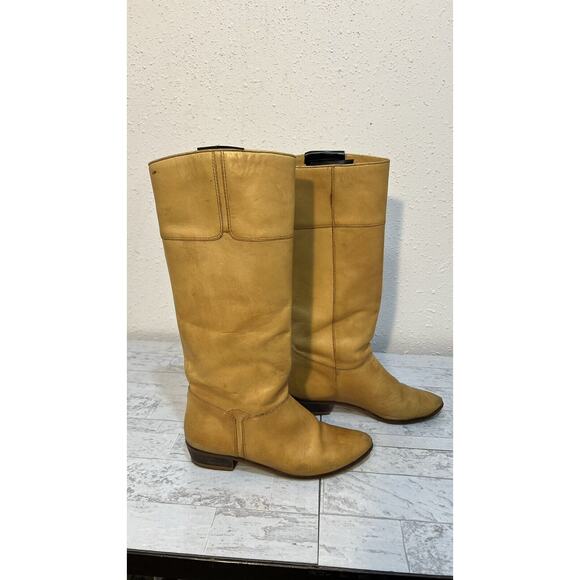 Vintage Tan Riders Genuine Leather Cowgirl Tall Boots Made in Brazil Size 5 - Picture 1 of 10